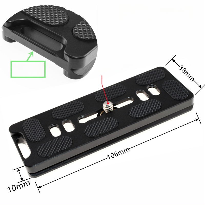 ātrās atbrīvošanas plāksne statīva galvai un kameras pamatnei, alumīnija sakausējums, slodze 6-10 kg, svars 0,08 kg