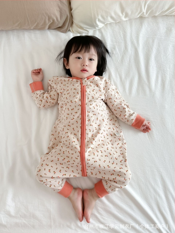 Бебешка едноетажна пижама в корейски стил, 95% памук, дебел brushed плат, дизайни с животни, карикатури, букви и цветя, за деца 1–3 години