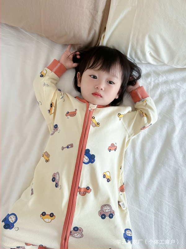 Бебешка едноетажна пижама в корейски стил, 95% памук, дебел brushed плат, дизайни с животни, карикатури, букви и цветя, за деца 1–3 години