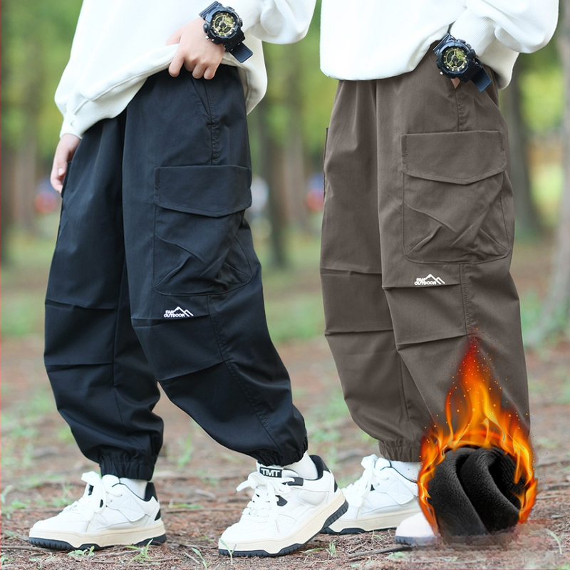 Bērnu pārgājienu bikses - universālas, vidējais jostas augstums, 100% acetāta šķiedra, rudens–ziema, darba stila