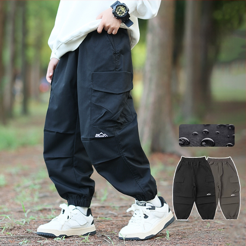 Bērnu pārgājienu bikses - universālas, vidējais jostas augstums, 100% acetāta šķiedra, rudens–ziema, darba stila