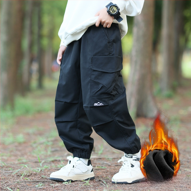 Bērnu pārgājienu bikses - universālas, vidējais jostas augstums, 100% acetāta šķiedra, rudens–ziema, darba stila