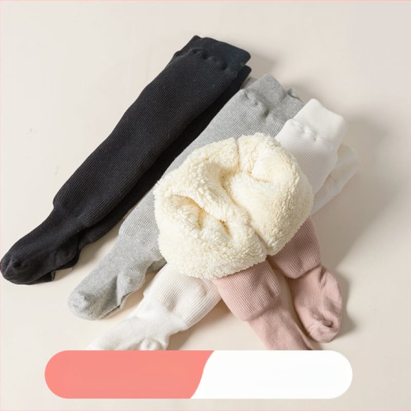 Леггинси за момичета с подплатен флис, средна талия и ластичен пояс, есенно-зимни, полиестер 75%, корейски стил