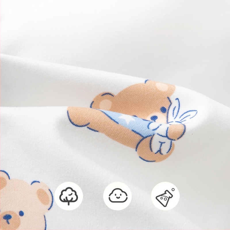 Bērnu kokvilnas nakts bikses ar karikatūru dzīvnieku rakstu, universālas, 100% kokvilna, vidējā josta, piemērotas pavasarim un rudenim