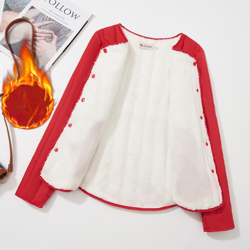 Женско късо памучно палто с подплата от флийс, пълнеж от нишки, имитиращи коприна, Chenille плат, тесен силует, Polo якa, дълги ръкави, есен 2024