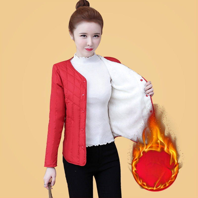 Женско късо памучно палто с подплата от флийс, пълнеж от нишки, имитиращи коприна, Chenille плат, тесен силует, Polo якa, дълги ръкави, есен 2024