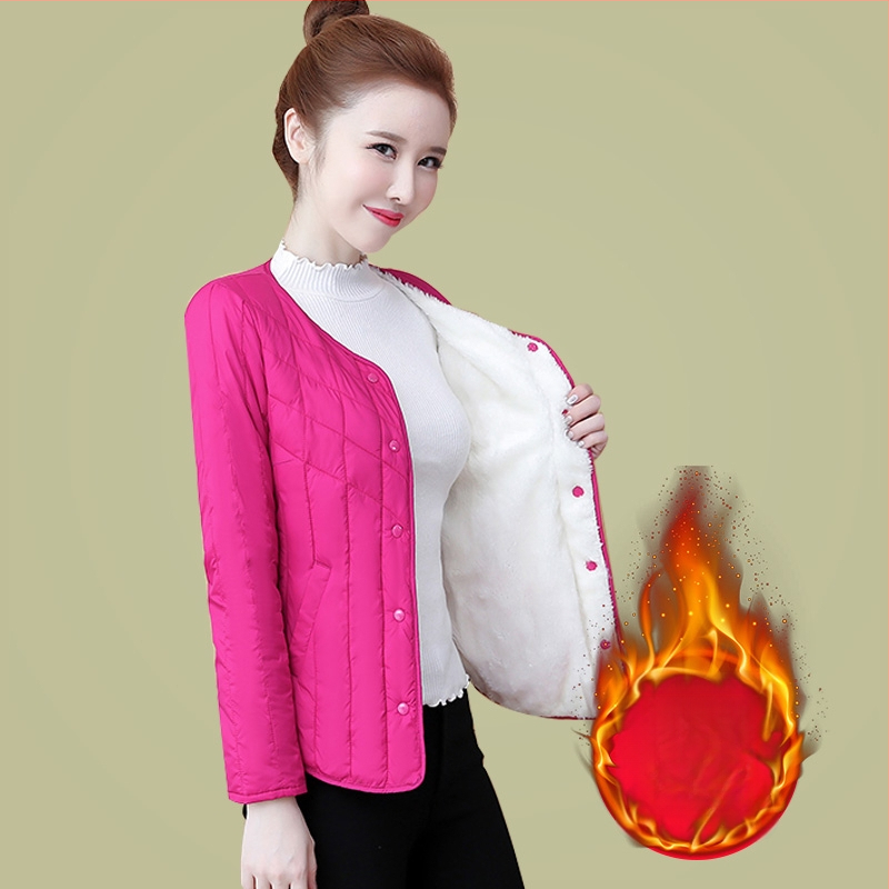 Женско късо памучно палто с подплата от флийс, пълнеж от нишки, имитиращи коприна, Chenille плат, тесен силует, Polo якa, дълги ръкави, есен 2024