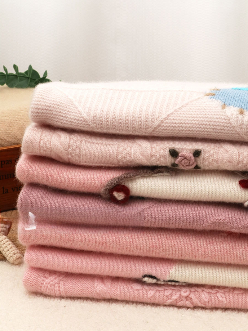 Bērnu kašmīra džemperis ar apaļu kaklu, garas piedurknes, 100% kašmīrs, bieza auduma