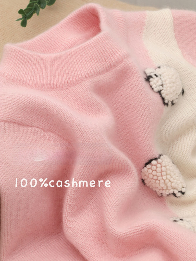 Bērnu kašmīra džemperis ar apaļu kaklu, garas piedurknes, 100% kašmīrs, bieza auduma