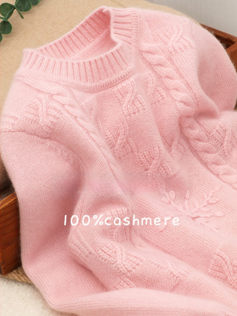 Bērnu kašmīra džemperis ar apaļu kaklu, garas piedurknes, 100% kašmīrs, bieza auduma