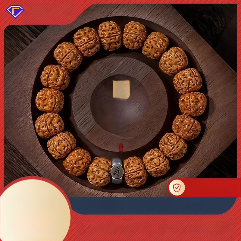 Vajra Bodhi käevõru Rudraksha helmestega, kaksteist zodiaki märgid, käsitöö, rahvuslik stiil