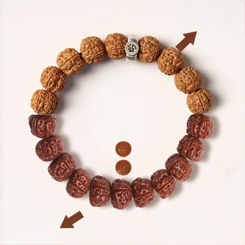 Vajra Bodhi käevõru Rudraksha helmestega, kaksteist zodiaki märgid, käsitöö, rahvuslik stiil