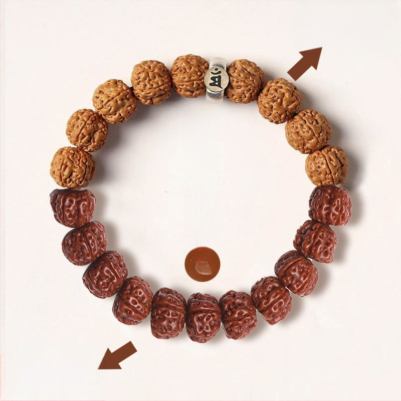 Vajra Bodhi käevõru Rudraksha helmestega, kaksteist zodiaki märgid, käsitöö, rahvuslik stiil