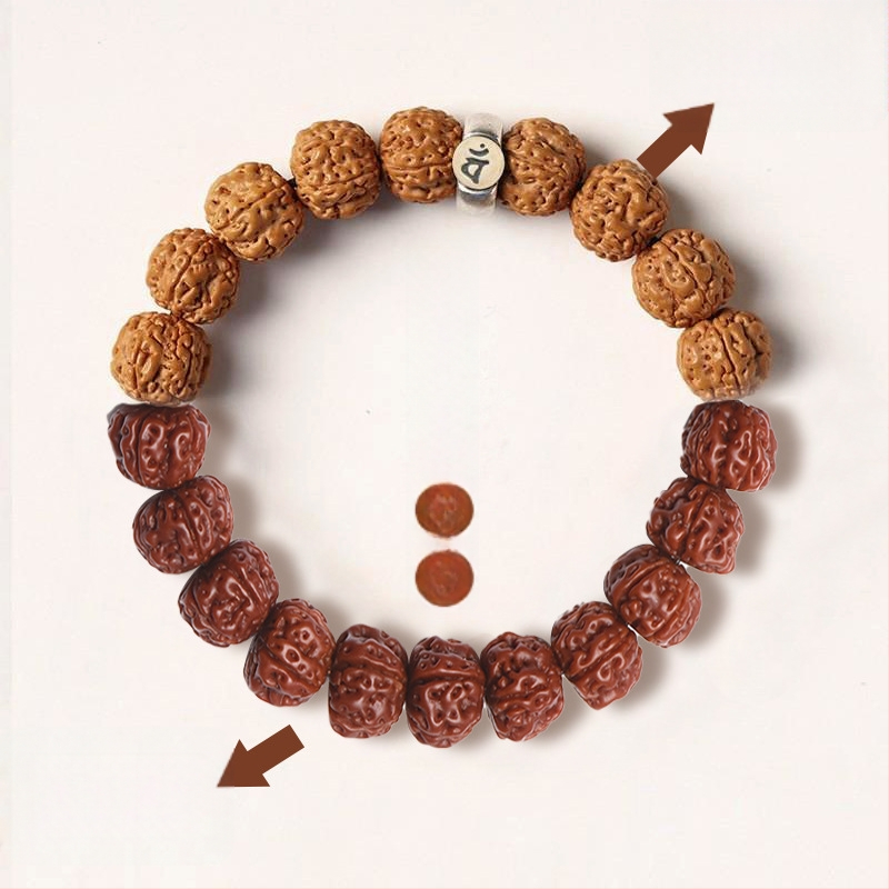 Vajra Bodhi käevõru Rudraksha helmestega, kaksteist zodiaki märgid, käsitöö, rahvuslik stiil