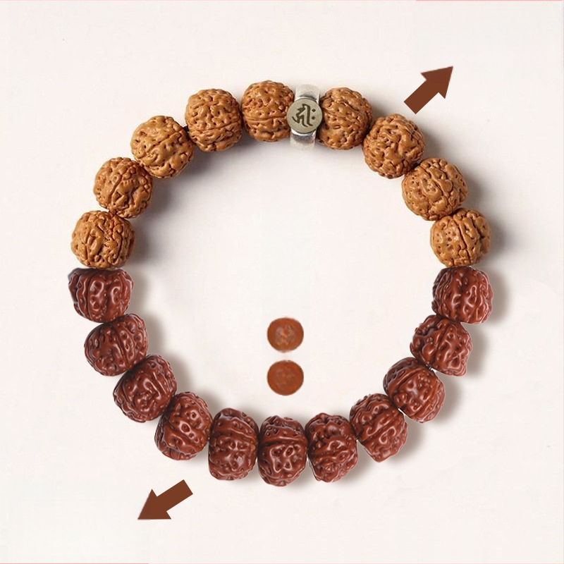 Vajra Bodhi käevõru Rudraksha helmestega, kaksteist zodiaki märgid, käsitöö, rahvuslik stiil