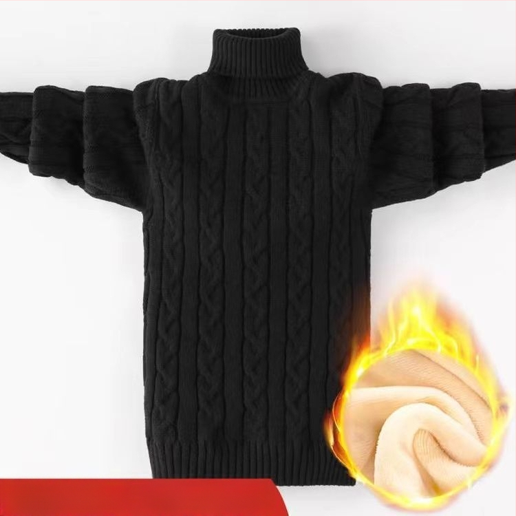 Bērnu adīts džemperis, biezs, dubulta apkakle, no poliestera šķiedras, garas piedurknes, vecuma grupai 3-8 gadi