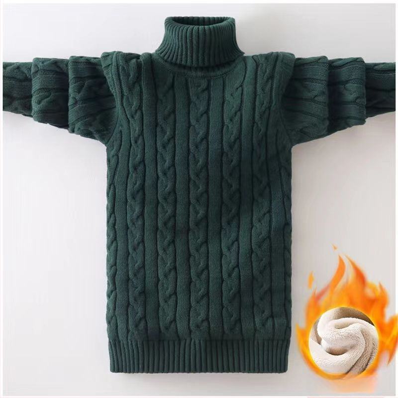 Bērnu adīts džemperis, biezs, dubulta apkakle, no poliestera šķiedras, garas piedurknes, vecuma grupai 3-8 gadi