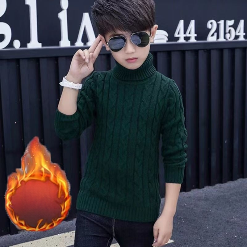 Bērnu adīts džemperis, biezs, dubulta apkakle, no poliestera šķiedras, garas piedurknes, vecuma grupai 3-8 gadi