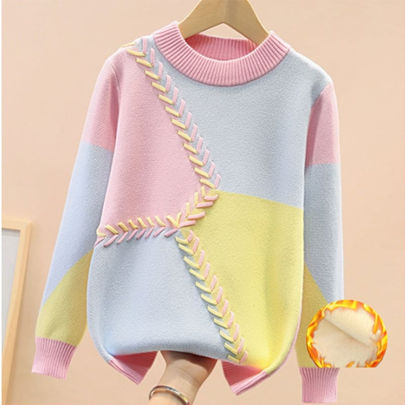 Meitenēm paredzēts džemperis ar rakstiem karu rakstu, 95% kokvilna, fleece iekšējā odere, garas piedurknes, pull-over stila, rudens-ziemas sezonai, no 8 gadiem