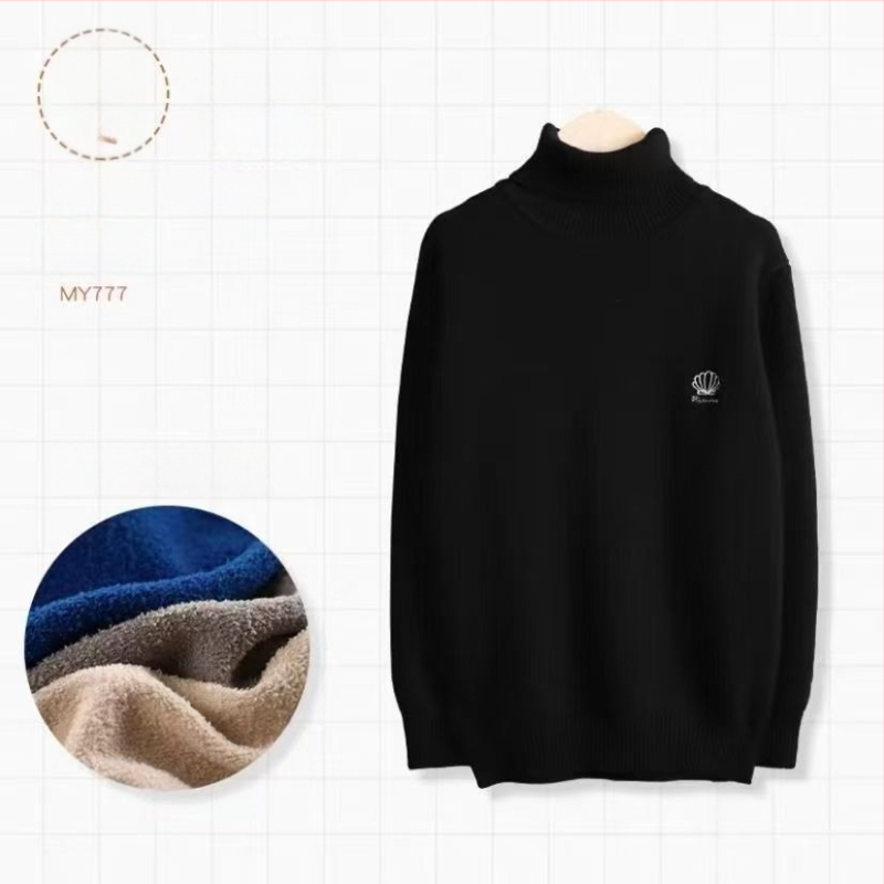 Bērnu adīts džemperis ar augstu apkakli, flīsa oderējums, biezs audums, 80% kokvilna, Ziemas kolekcija 2025, unisex