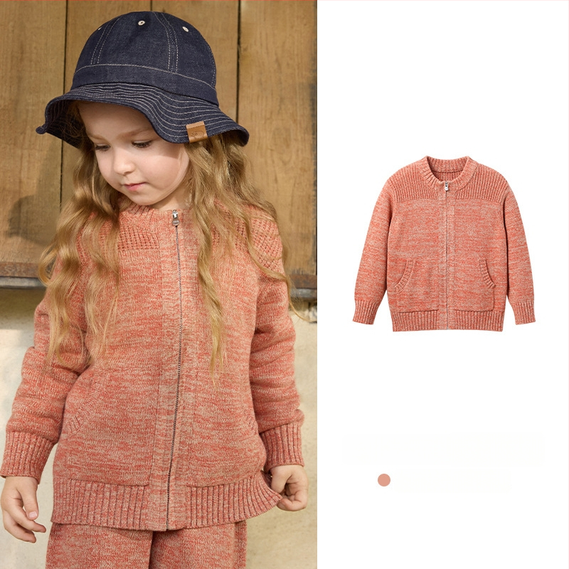 Bērnu adīta kapucēta džemperis ar rāvējslēdzēju, truša kažokāds, piemērots zīdaiņiem 0–1 gadam, rudens