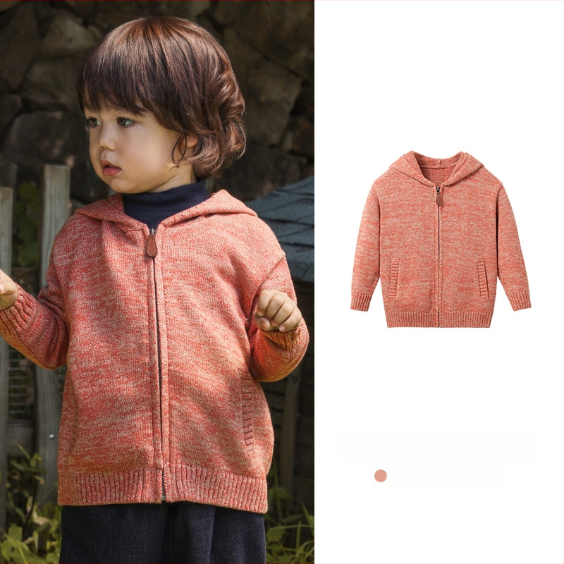 Bērnu adīta kapucēta džemperis ar rāvējslēdzēju, truša kažokāds, piemērots zīdaiņiem 0–1 gadam, rudens