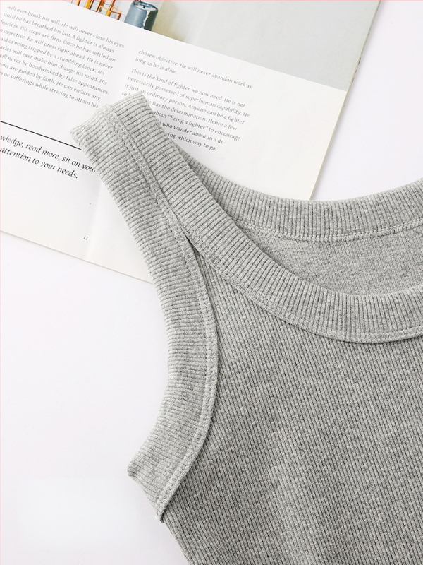 Sieviešu kokvilnas camisole tops, šauri griezums, plecu siksnas fiksētas, vienkrāsains raksts, garums 50–65 cm, Korejas/Japāņu brīvā laika stils