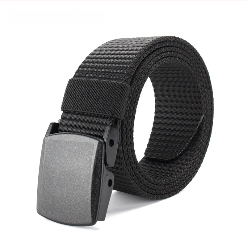 Curea de pânză pentru bărbați, nailon imitativ, cataramă din plastic netedă, lățime 2–4 cm