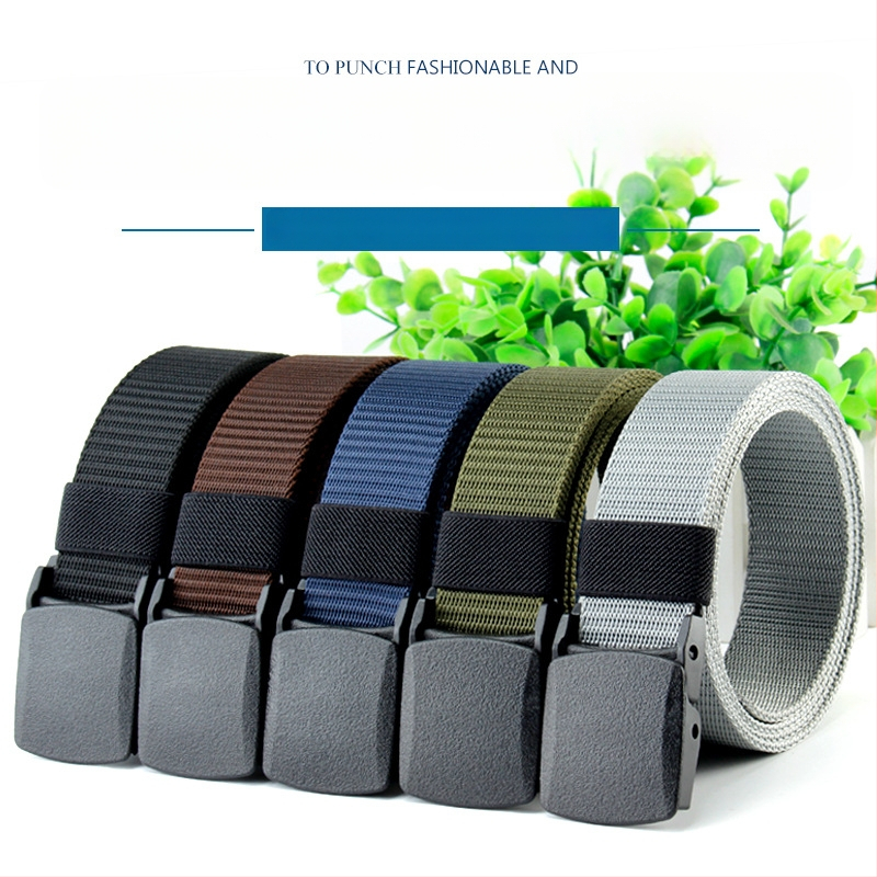 Curea de pânză pentru bărbați, nailon imitativ, cataramă din plastic netedă, lățime 2–4 cm