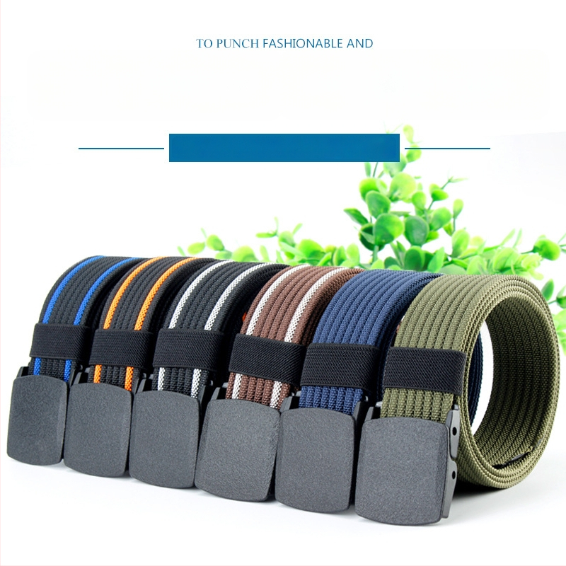 Curea de pânză pentru bărbați, nailon imitativ, cataramă din plastic netedă, lățime 2–4 cm