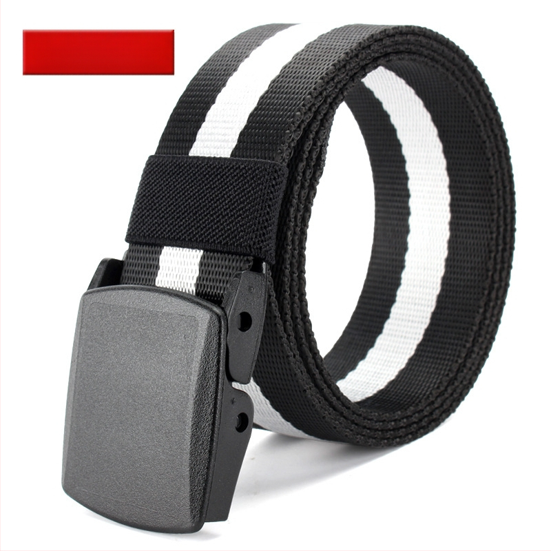 Curea de pânză pentru bărbați, nailon imitativ, cataramă din plastic netedă, lățime 2–4 cm