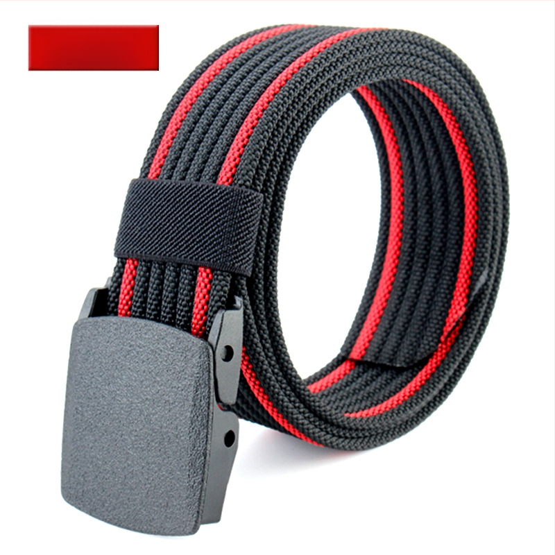 Curea de pânză pentru bărbați, nailon imitativ, cataramă din plastic netedă, lățime 2–4 cm