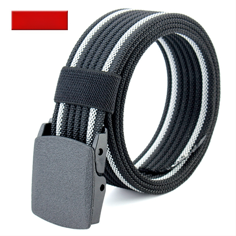 Curea de pânză pentru bărbați, nailon imitativ, cataramă din plastic netedă, lățime 2–4 cm