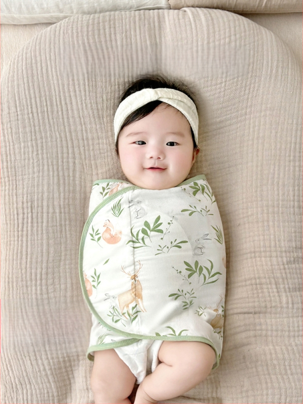 Četrslāņu bambusa šķiedras zīdaiņu šūpošanas wrap vasaras un pavasara lietošanai ar karikatūras rakstu, zīdaiņiem (0–12 mēneši, līdz 80 cm)