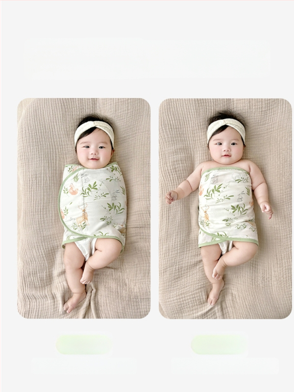 Četrslāņu bambusa šķiedras zīdaiņu šūpošanas wrap vasaras un pavasara lietošanai ar karikatūras rakstu, zīdaiņiem (0–12 mēneši, līdz 80 cm)