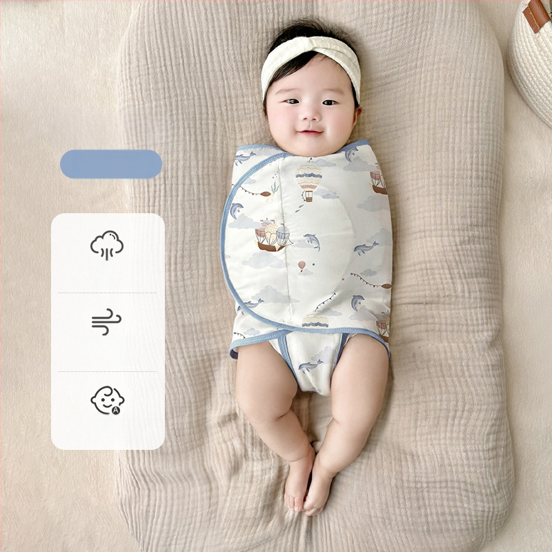 Četrslāņu bambusa šķiedras zīdaiņu šūpošanas wrap vasaras un pavasara lietošanai ar karikatūras rakstu, zīdaiņiem (0–12 mēneši, līdz 80 cm)