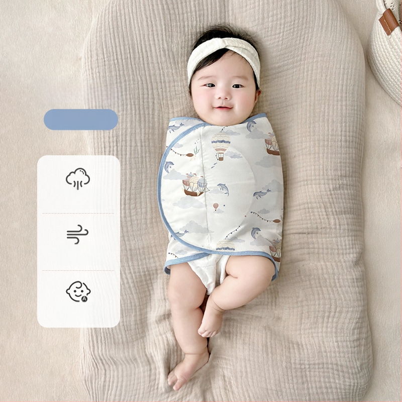 Četrslāņu bambusa šķiedras zīdaiņu šūpošanas wrap vasaras un pavasara lietošanai ar karikatūras rakstu, zīdaiņiem (0–12 mēneši, līdz 80 cm)