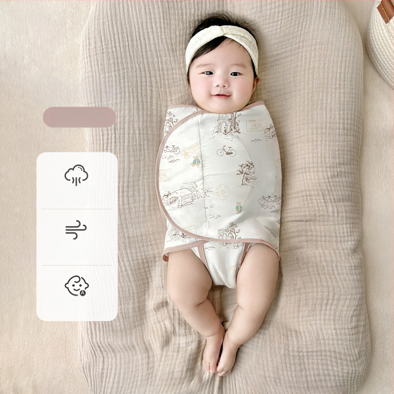 Četrslāņu bambusa šķiedras zīdaiņu šūpošanas wrap vasaras un pavasara lietošanai ar karikatūras rakstu, zīdaiņiem (0–12 mēneši, līdz 80 cm)