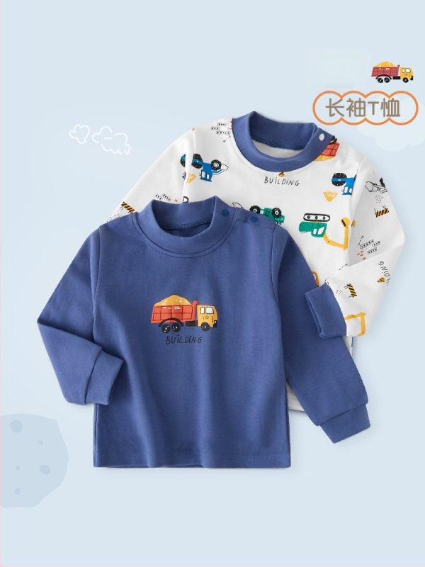 Bērnu garām piedurknēm tops ar augstu kaklu, 100% kokvilna, unisex, pavasaris un rudens