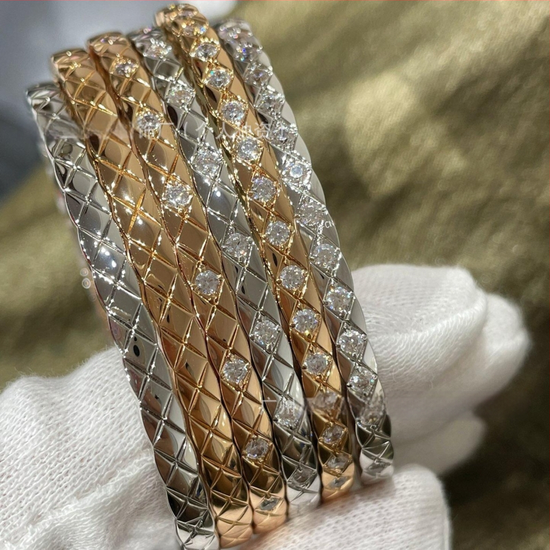 Zelta pārklājuma rokassprādze ar diamentiem, svaigs un salds stils, svars 16 g