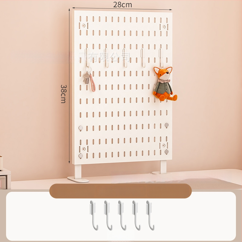 Darba galda uzglabāšanas plaukts ar perforētu paneli - vertikālais organizators austiņām, 1 kārta, plastmasa, minimālistisks stils