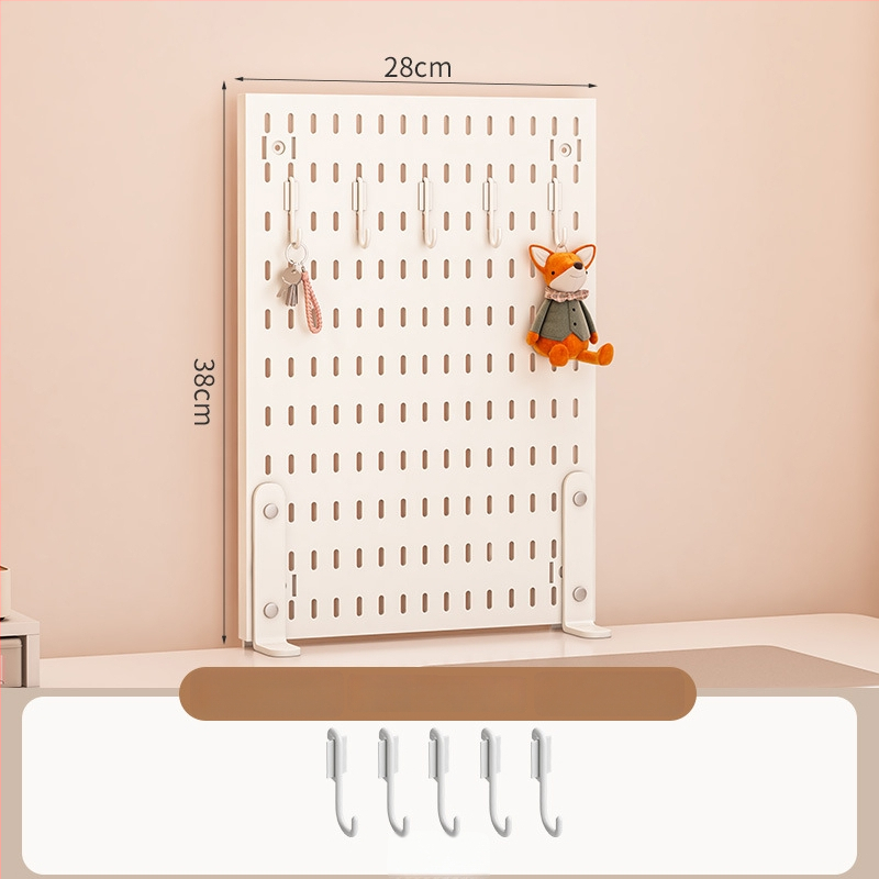 Darba galda uzglabāšanas plaukts ar perforētu paneli - vertikālais organizators austiņām, 1 kārta, plastmasa, minimālistisks stils