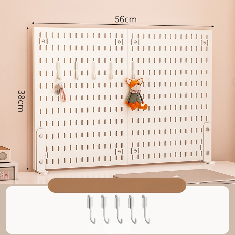 Darba galda uzglabāšanas plaukts ar perforētu paneli - vertikālais organizators austiņām, 1 kārta, plastmasa, minimālistisks stils