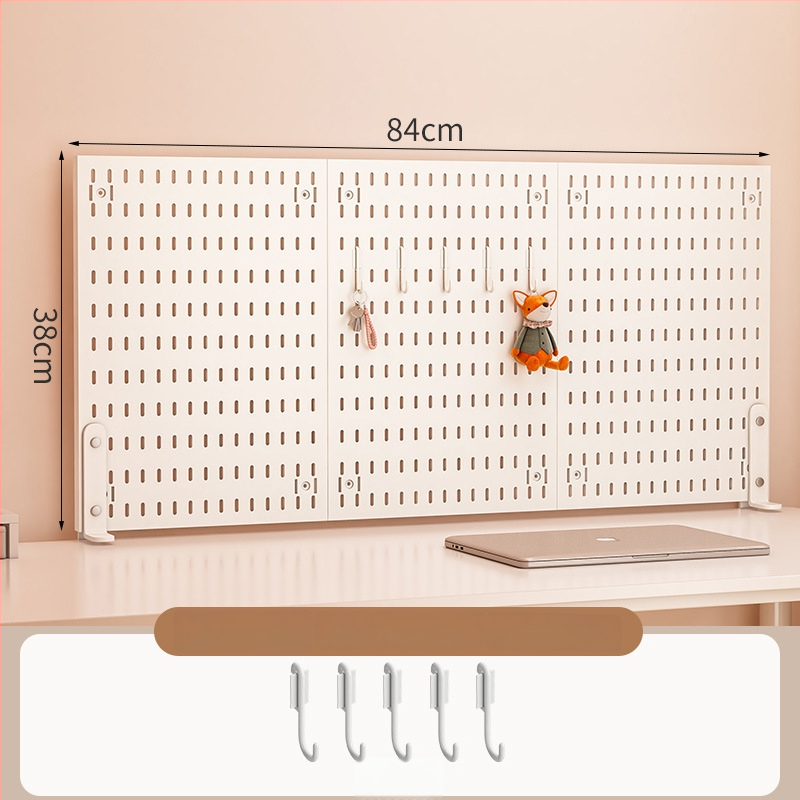Darba galda uzglabāšanas plaukts ar perforētu paneli - vertikālais organizators austiņām, 1 kārta, plastmasa, minimālistisks stils
