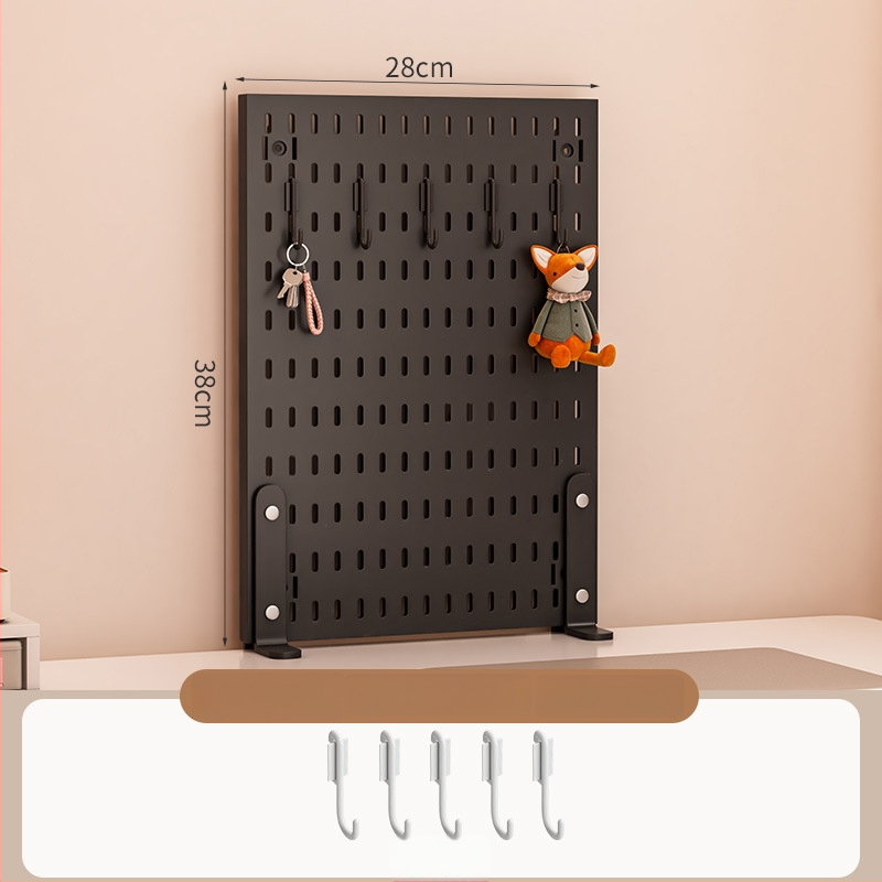 Darba galda uzglabāšanas plaukts ar perforētu paneli - vertikālais organizators austiņām, 1 kārta, plastmasa, minimālistisks stils