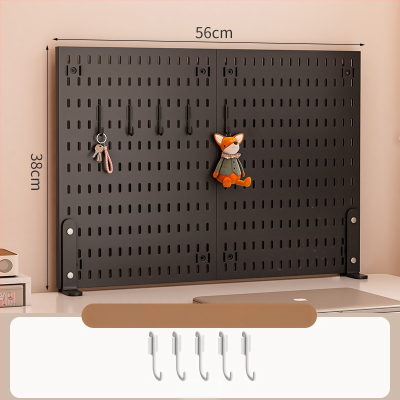 Darba galda uzglabāšanas plaukts ar perforētu paneli - vertikālais organizators austiņām, 1 kārta, plastmasa, minimālistisks stils