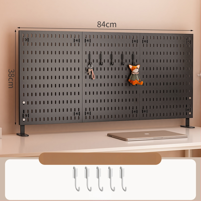 Darba galda uzglabāšanas plaukts ar perforētu paneli - vertikālais organizators austiņām, 1 kārta, plastmasa, minimālistisks stils