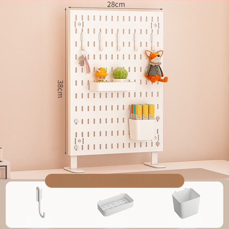 Darba galda uzglabāšanas plaukts ar perforētu paneli - vertikālais organizators austiņām, 1 kārta, plastmasa, minimālistisks stils