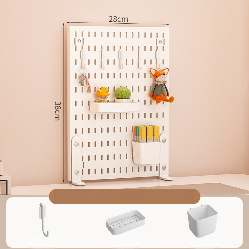 Darba galda uzglabāšanas plaukts ar perforētu paneli - vertikālais organizators austiņām, 1 kārta, plastmasa, minimālistisks stils