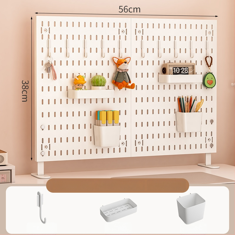 Darba galda uzglabāšanas plaukts ar perforētu paneli - vertikālais organizators austiņām, 1 kārta, plastmasa, minimālistisks stils